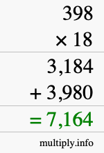 How to calculate 398 times 18 using long multiplication How to calculate 398 times 18 using long multiplication