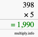 How to calculate 398 times 5 using long multiplication How to calculate 398 times 5 using long multiplication