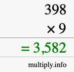 How to calculate 398 times 9 using long multiplication