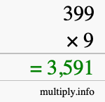 How to calculate 399 times 9 using long multiplication