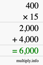 How to calculate 400 times 15 using long multiplication How to calculate 400 times 15 using long multiplication
