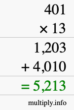 How to calculate 401 times 13 using long multiplication How to calculate 401 times 13 using long multiplication