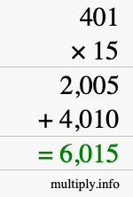 How to calculate 401 times 15 using long multiplication How to calculate 401 times 15 using long multiplication