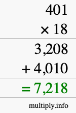 How to calculate 401 times 18 using long multiplication How to calculate 401 times 18 using long multiplication
