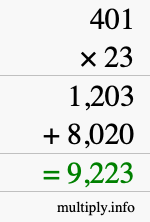 How to calculate 401 times 23 using long multiplication How to calculate 401 times 23 using long multiplication