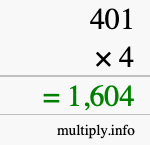 How to calculate 401 times 4 using long multiplication How to calculate 401 times 4 using long multiplication