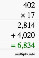 How to calculate 402 times 17 using long multiplication How to calculate 402 times 17 using long multiplication