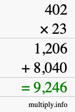 How to calculate 402 times 23 using long multiplication How to calculate 402 times 23 using long multiplication