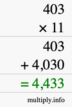 How to calculate 403 times 11 using long multiplication How to calculate 403 times 11 using long multiplication