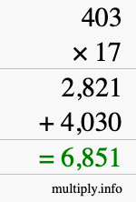 How to calculate 403 times 17 using long multiplication How to calculate 403 times 17 using long multiplication