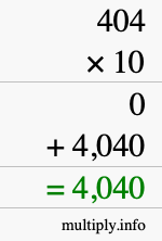 How to calculate 404 times 10 using long multiplication