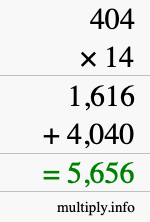 How to calculate 404 times 14 using long multiplication How to calculate 404 times 14 using long multiplication