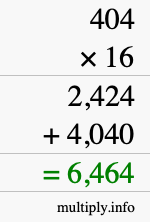 How to calculate 404 times 16 using long multiplication How to calculate 404 times 16 using long multiplication