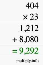 How to calculate 404 times 23 using long multiplication How to calculate 404 times 23 using long multiplication