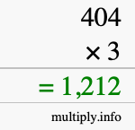 How to calculate 404 times 3 using long multiplication How to calculate 404 times 3 using long multiplication