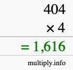 How to calculate 404 times 4 using long multiplication How to calculate 404 times 4 using long multiplication