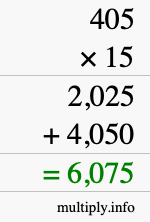 How to calculate 405 times 15 using long multiplication How to calculate 405 times 15 using long multiplication