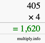 How to calculate 405 times 4 using long multiplication How to calculate 405 times 4 using long multiplication