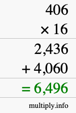 How to calculate 406 times 16 using long multiplication How to calculate 406 times 16 using long multiplication