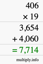 How to calculate 406 times 19 using long multiplication