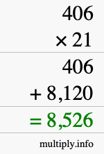 How to calculate 406 times 21 using long multiplication How to calculate 406 times 21 using long multiplication