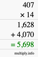 How to calculate 407 times 14 using long multiplication How to calculate 407 times 14 using long multiplication