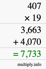 How to calculate 407 times 19 using long multiplication