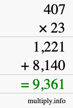 How to calculate 407 times 23 using long multiplication How to calculate 407 times 23 using long multiplication