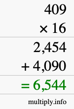 How to calculate 409 times 16 using long multiplication How to calculate 409 times 16 using long multiplication
