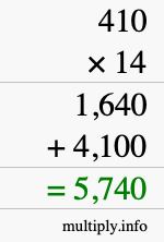 How to calculate 410 times 14 using long multiplication How to calculate 410 times 14 using long multiplication