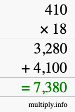 How to calculate 410 times 18 using long multiplication How to calculate 410 times 18 using long multiplication