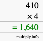 How to calculate 410 times 4 using long multiplication How to calculate 410 times 4 using long multiplication
