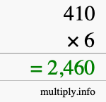How to calculate 410 times 6 using long multiplication