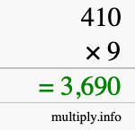 How to calculate 410 times 9 using long multiplication How to calculate 410 times 9 using long multiplication