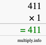 How to calculate 411 times 1 using long multiplication