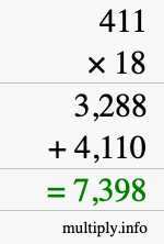 How to calculate 411 times 18 using long multiplication How to calculate 411 times 18 using long multiplication