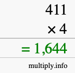 How to calculate 411 times 4 using long multiplication How to calculate 411 times 4 using long multiplication