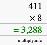 How to calculate 411 times 8 using long multiplication How to calculate 411 times 8 using long multiplication