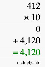 How to calculate 412 times 10 using long multiplication How to calculate 412 times 10 using long multiplication