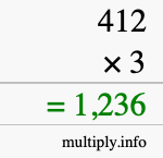 How to calculate 412 times 3 using long multiplication How to calculate 412 times 3 using long multiplication