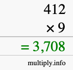 How to calculate 412 times 9 using long multiplication How to calculate 412 times 9 using long multiplication