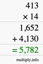 How to calculate 413 times 14 using long multiplication How to calculate 413 times 14 using long multiplication