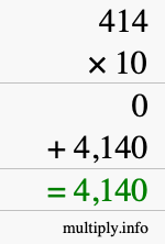 How to calculate 414 times 10 using long multiplication How to calculate 414 times 10 using long multiplication