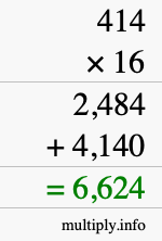 How to calculate 414 times 16 using long multiplication How to calculate 414 times 16 using long multiplication