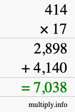 How to calculate 414 times 17 using long multiplication How to calculate 414 times 17 using long multiplication