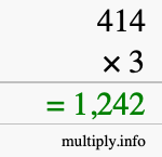 How to calculate 414 times 3 using long multiplication How to calculate 414 times 3 using long multiplication