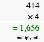 How to calculate 414 times 4 using long multiplication How to calculate 414 times 4 using long multiplication