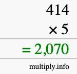 How to calculate 414 times 5 using long multiplication