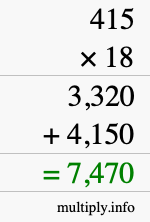 How to calculate 415 times 18 using long multiplication How to calculate 415 times 18 using long multiplication