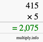 How to calculate 415 times 5 using long multiplication How to calculate 415 times 5 using long multiplication